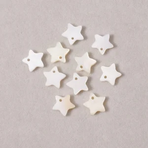 10 Pendentifs étoile en nacre blanche