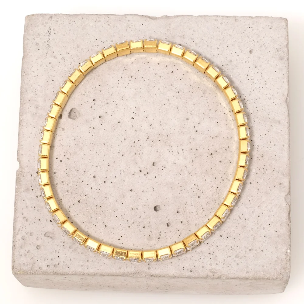 Bracelet tennis avec Strass en Oxyde de Zirconium acier inoxydable 304 Doré 24K – Image 5