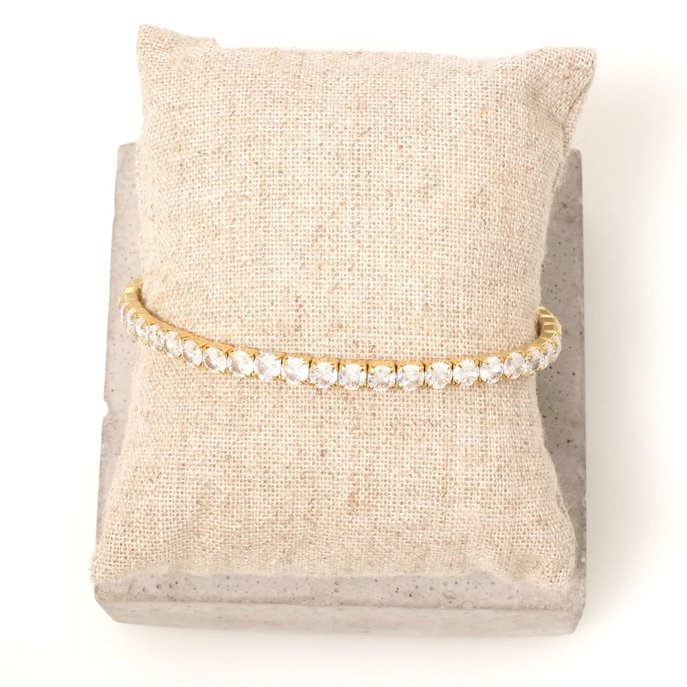 Bracelet tennis avec Strass en Oxyde de Zirconium acier inoxydable 304 Doré 24K – Image 4