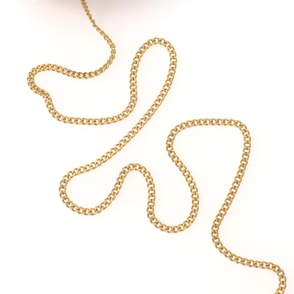 Bobine de 9,5 mètres de chaîne maillon gourmette en acier inoxydable 304 doré 18K – Image 3