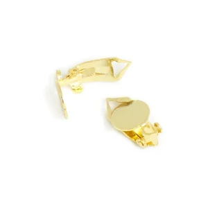 2 Boucles d'oreilles clip à coller en laiton doré à l'or fin 24K Premium