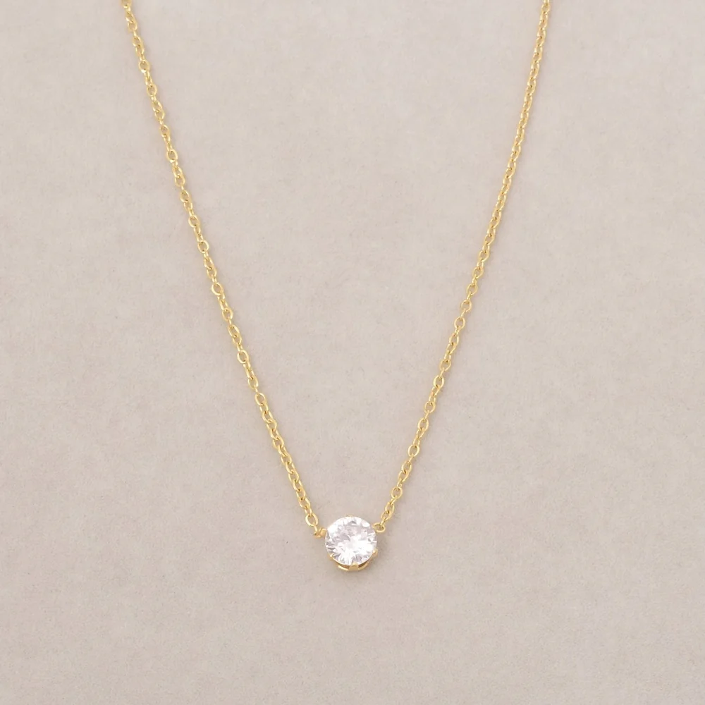 Collier ras de cou chaine fine et strass en acier inoxydable 304 Doré 18K – Image 3