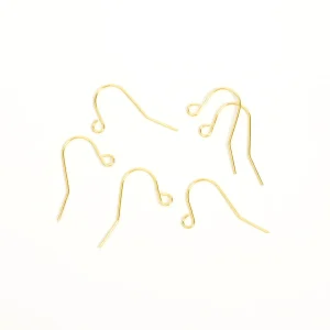 10 crochets Boucles d'oreilles tige fine en laiton doré à l'or fin 24K Premium