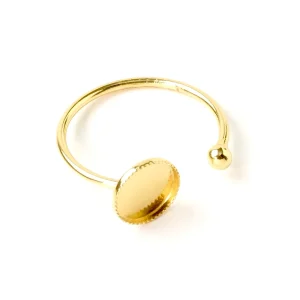 Bague ajustable pour Cabochon 8mm Plaquée Or 24K 3 microns