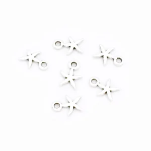 4 pendentifs étoile de mer en Zamak argenté