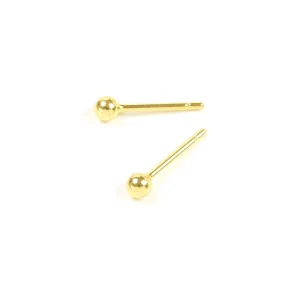 Boucles d'oreilles clous boule 2,8mm en laiton doré à l'or fin 24K, la paire Premium