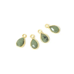 Pendentif serti goutte Jaspe vert en laiton Doré à l'or fin 24K Premium