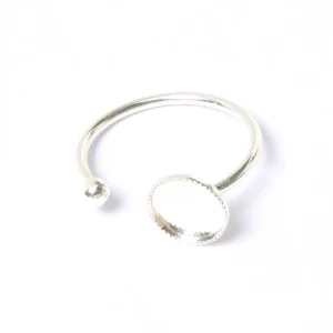 Bague ajustable pour Cabochon 8mm plaquage Argent 925 (3 microns)