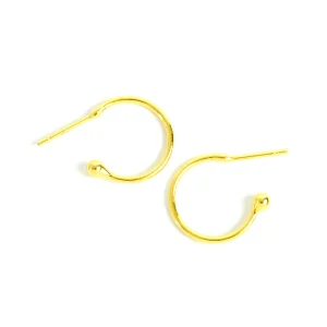 2 boucles d'oreilles créoles 15mm en laiton doré à l'or fin 24K Premium