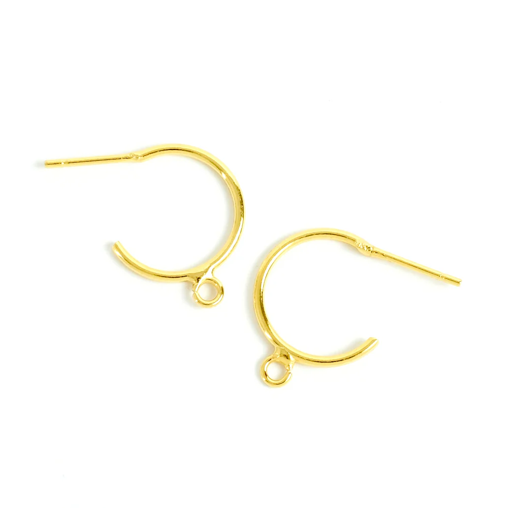 2 boucles d'oreilles créoles clous en laiton doré à l'or fin 24K Premium – Image 2