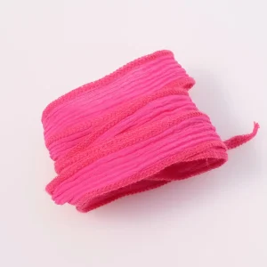 Ruban de soie teint à la main - rose fuchsia