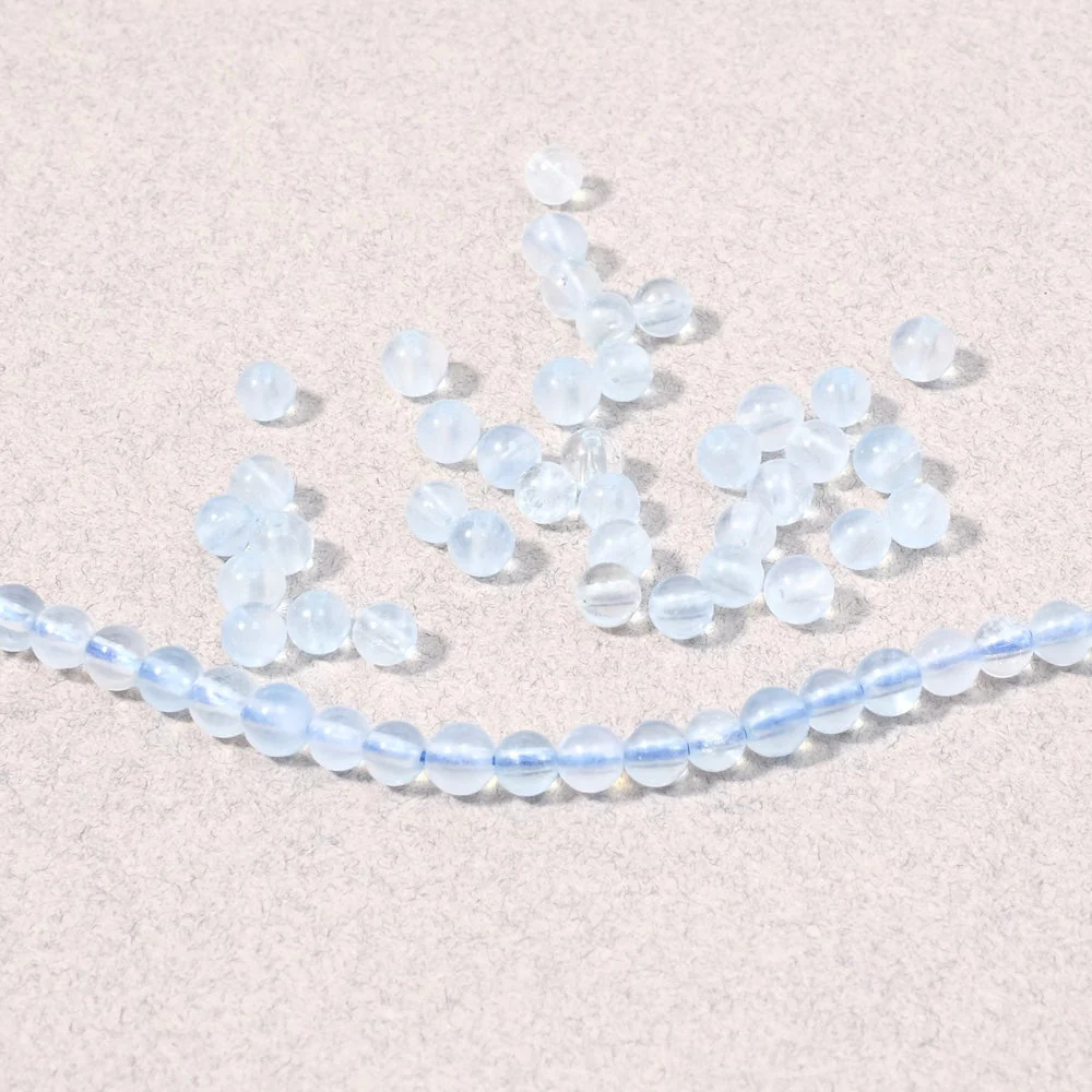 Fil de perles naturelles rondes 4mm en Aigue marine – Image 4