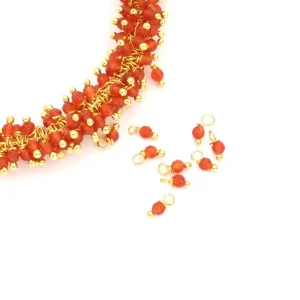 10 perles montées 3mm Laiton Doré à l'or fin 24K et Onyx rouge Premium