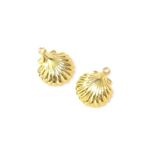 2 pendentifs coquillages en laiton Doré à l'or fin 24K Prémium