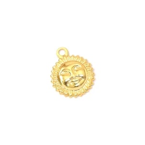 2 pendentifs Soleils en laiton Doré à l'or fin 24K Premium