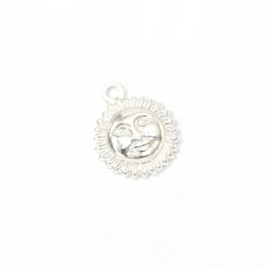 2 pendentifs Soleils en laiton Argenté 925 Premium