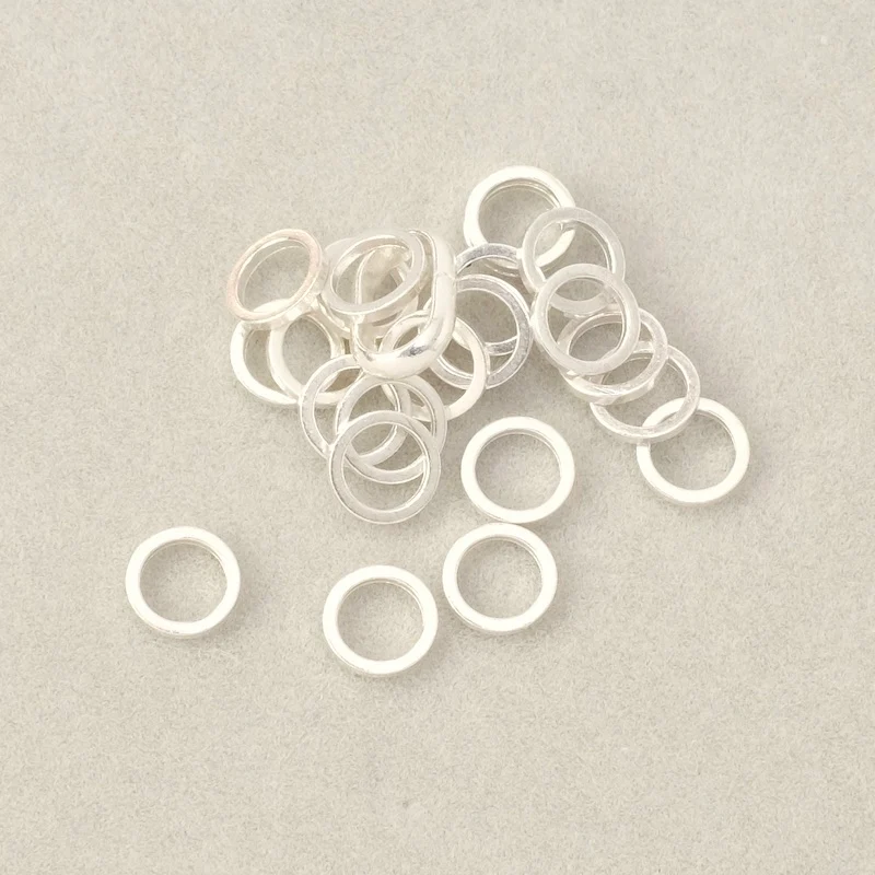 10 anneaux fermés 6mm en laiton Argenté 925 Premium