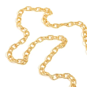 25cm de chaine maillons ovales effet torsadé en laiton doré à l'or fin 24K Premium