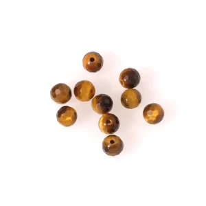 10 perles en pierre naturelle ronde facettée 6mm en Oeil de tigre
