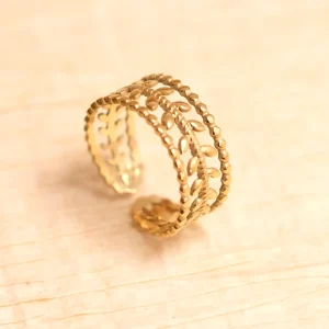 Bague végétale en acier inoxydable 304 Doré 14K