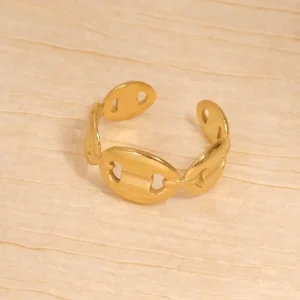 Bague maillon grain de café en acier inoxydable 304 Doré
