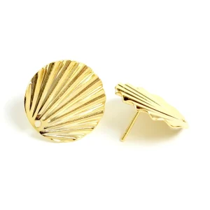 Boucles d'oreilles clous Ondulés en laiton Doré à l'or fin 24K Premium