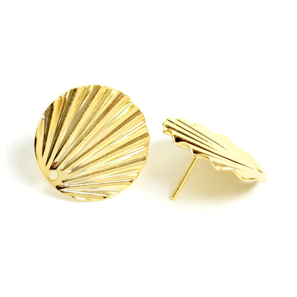 Boucles d'oreilles clous Ondulés en laiton Doré à l'or fin 24K Premium