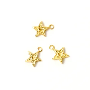 4 Pendentifs étoiles en laiton doré 24K Premium