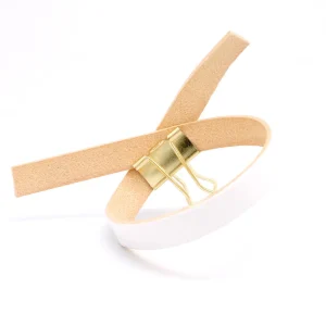 25cm de Lanière de cuir plat 10mm Blanc Qualité prémium