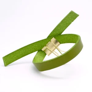 25cm de Lanière de cuir plat 10mm Kaki Qualité prémium