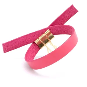 25cm de Lanière de cuir plat 10mm Fuchsia Qualité prémium