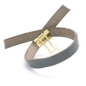 25cm de Lanière de cuir plat 10mm Gris Qualité prémium