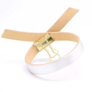 25cm de Lanière de cuir plat 10mm Argent métallisé Qualité prémium