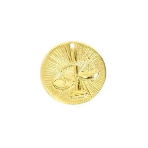 1 pendentif signe astrologique Balance en laiton Doré à l'or fin 24K Premium