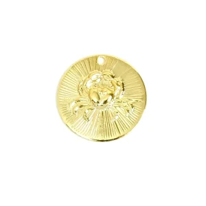 1 pendentif signe astrologique Cancer en laiton Doré à l'or fin 24K Premium