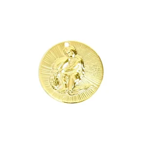 1 pendentif signe astrologique Verseau en laiton Doré à l'or fin 24K Premium