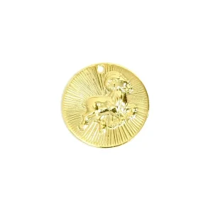 1 pendentif signe astrologique Bélier en laiton Doré à l'or fin 24K Premium