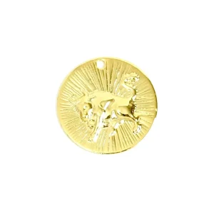 1 pendentif signe astrologique Taureau en laiton Doré à l'or fin 24K Premium