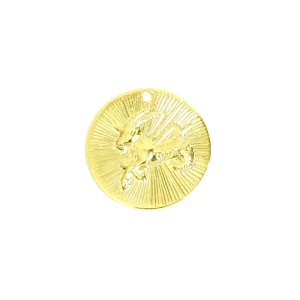 1 pendentif signe astrologique Capricorne en laiton Doré à l'or fin 24K Premium
