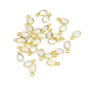 Pendentif serti ovale Pierre de lune en laiton Doré à l'or fin 24K Premium