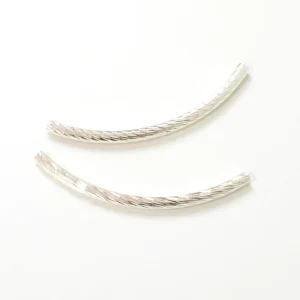 2 tubes courbés diamantée argenté 925 Premium