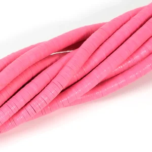 Véritables Perles Heishi 6mm de vinyle Vulcanite africain Rose
