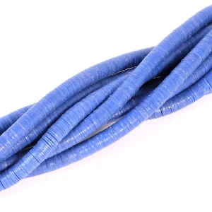 Véritables Perles Heishi 6mm de vinyle Vulcanite africain Bleu jeans