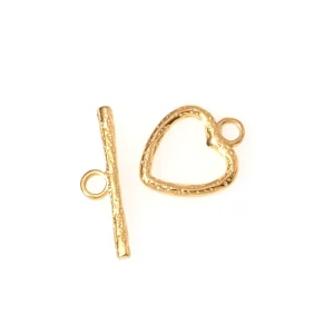 Fermoir Toggle Coeur en acier inoxydable 304 Doré 18K