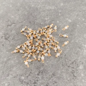 10 perles montées 3mm Laiton Doré à l'or fin 24K et Labradorite Premium