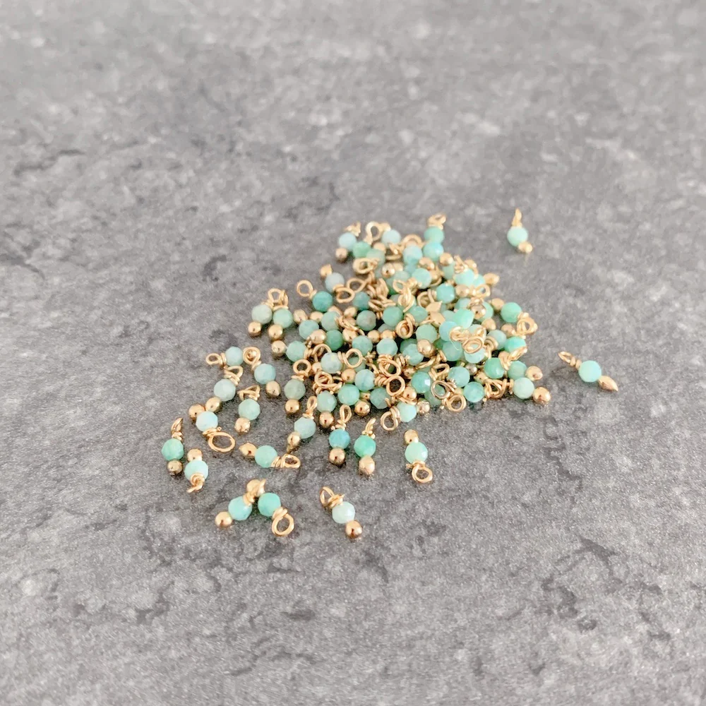 10 perles montées 3mm Laiton Doré à l'or fin 24K et Amazonite Premium – Image 2