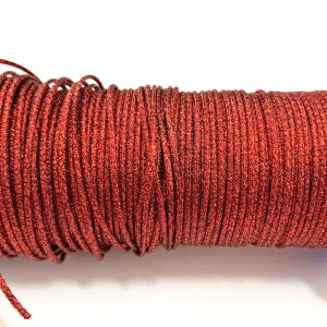 1 mètre de Coton ciré métallisé glitter Rouge 1mm