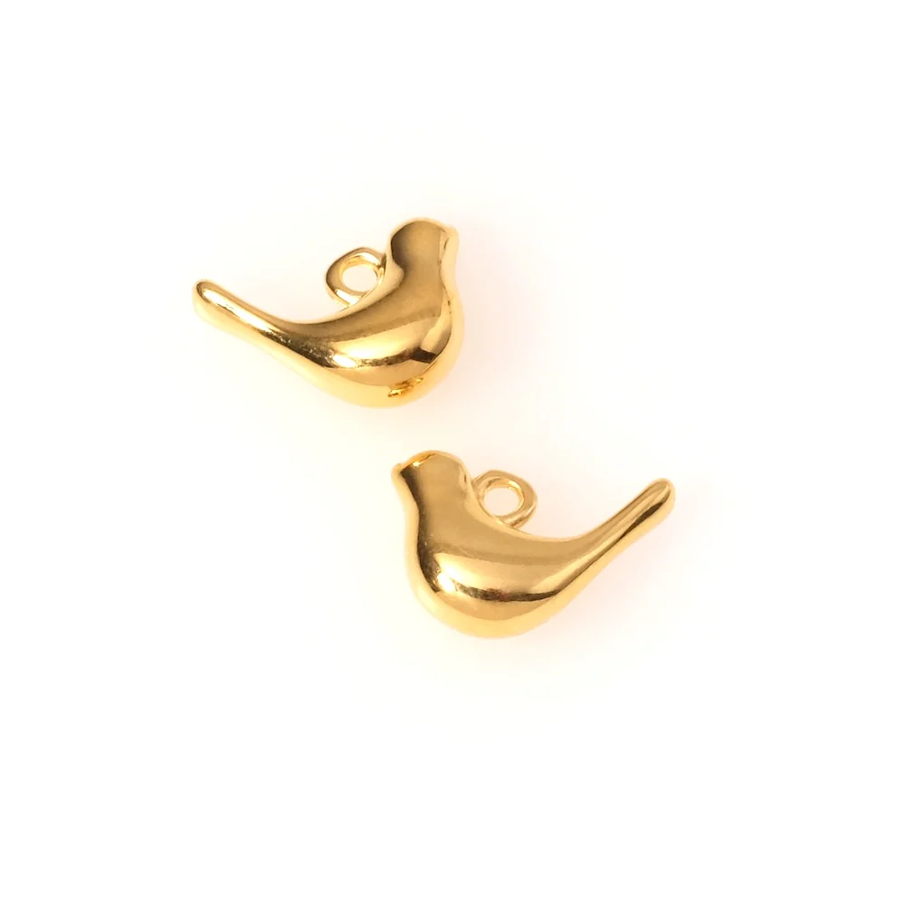 Pendentif Oiseau en Zamak doré Or 24K – Image 3