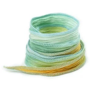 Ruban de soie teint à la main Jade orangé