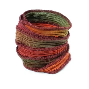 Ruban de soie teint à la main Bordeaux kaki